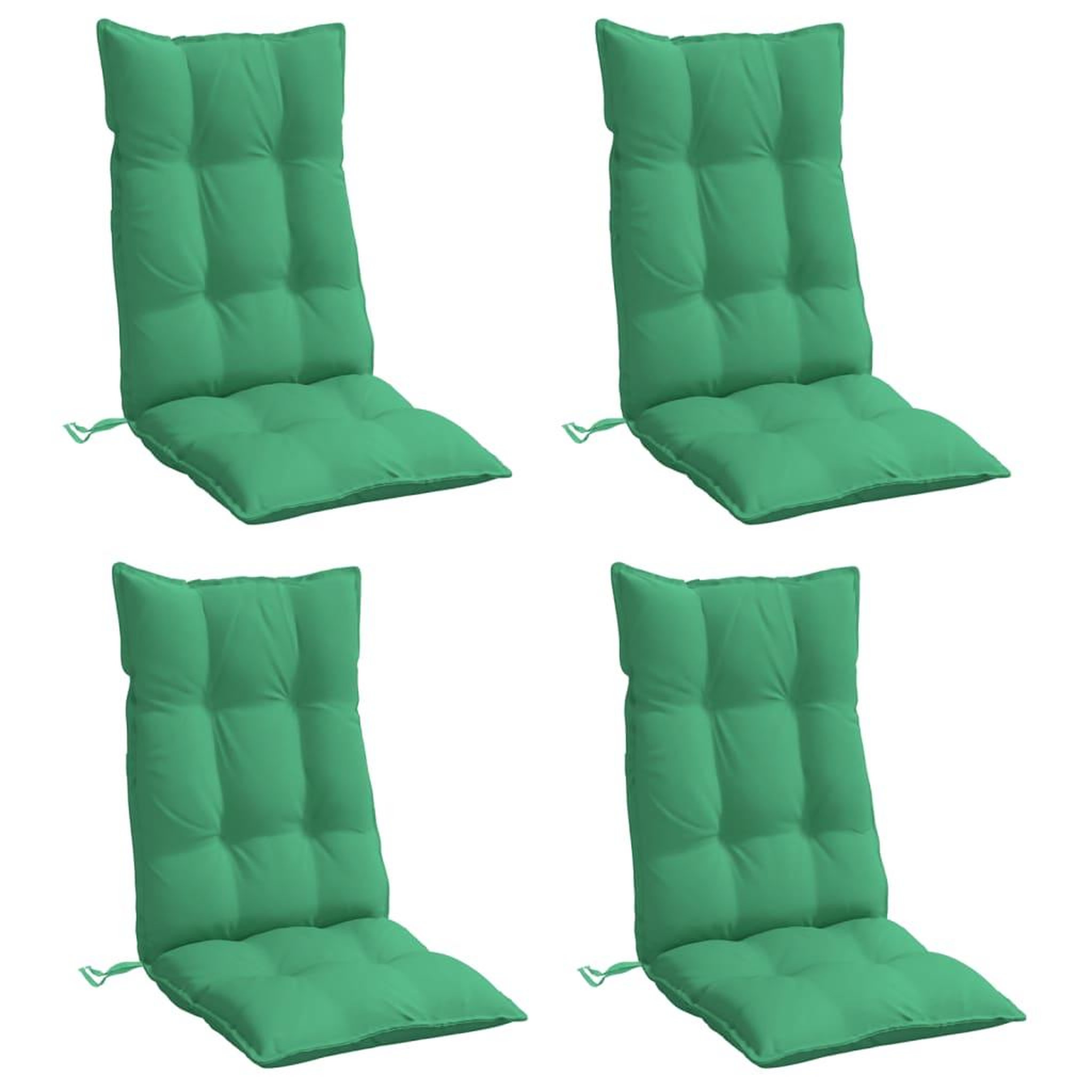 Voir la diapositive 3 : VIDAXL Coussins de chaise a dossier haut lot de 4 vert tissu oxford