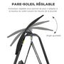 Voir la diapositive 5 : OUTSUNNY Balancelle de jardin 3 places auvent inclinaison réglable coussins assise et dossier résine tressée grise acier époxy polyester noir