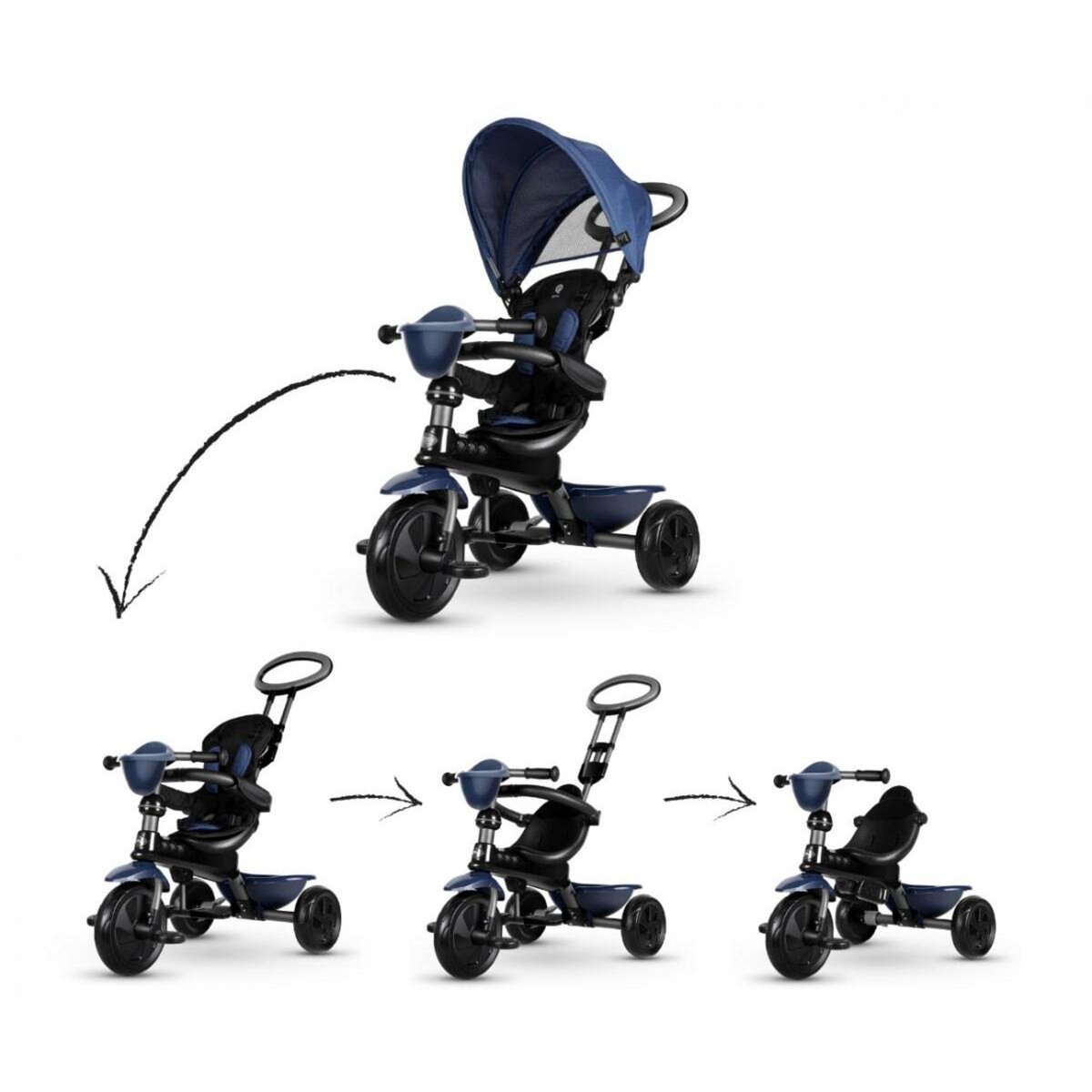 MILLY MALLY Tricycle Qplay Cosy - Tricycle évolutif pour enfants - Couleur Bleu