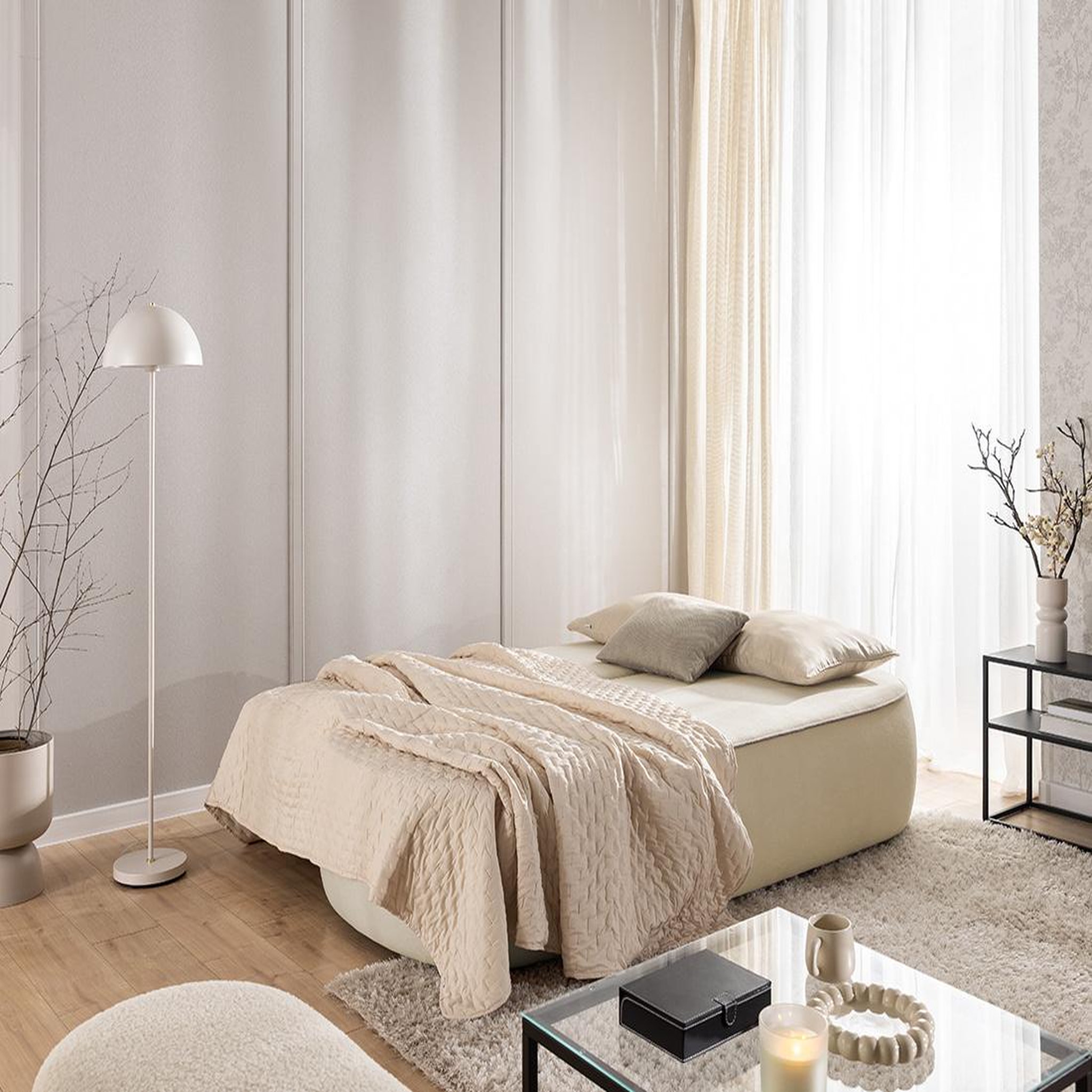Voir la diapositive 3 : BEST MOBILIER Laurine - canapé droit 3 places convertible avec coffre en velours