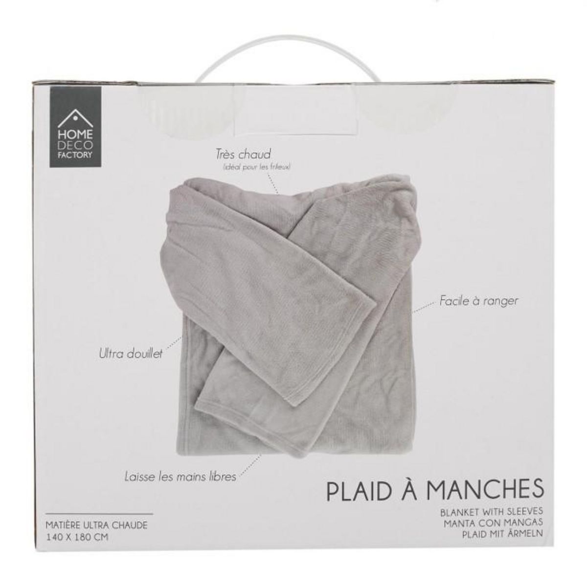 Paris Prix Plaid Déco  A Manches  140x180cm Gris Clair