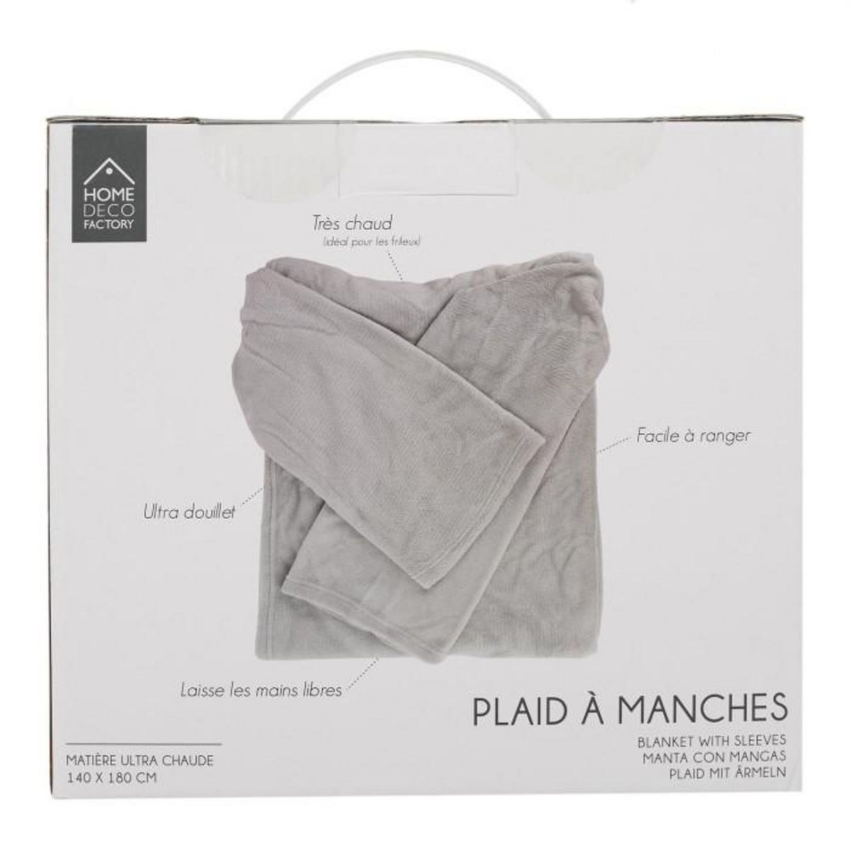 Paris Prix Plaid Déco  A Manches  140x180cm Gris Clair