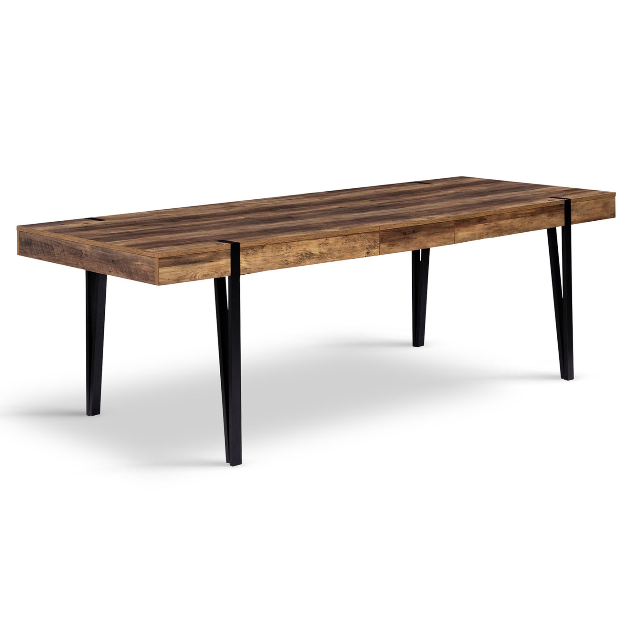 ID MARKET Table à manger extensible rectangle austria 8-12 personnes bois pied épingle noir 200-240 cm