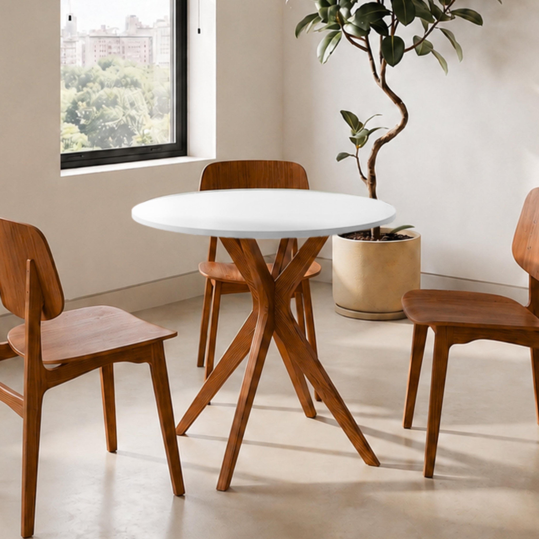 Voir la diapositive 2 : RAGABA Jubi Table à manger ronde | Pied en frêne
