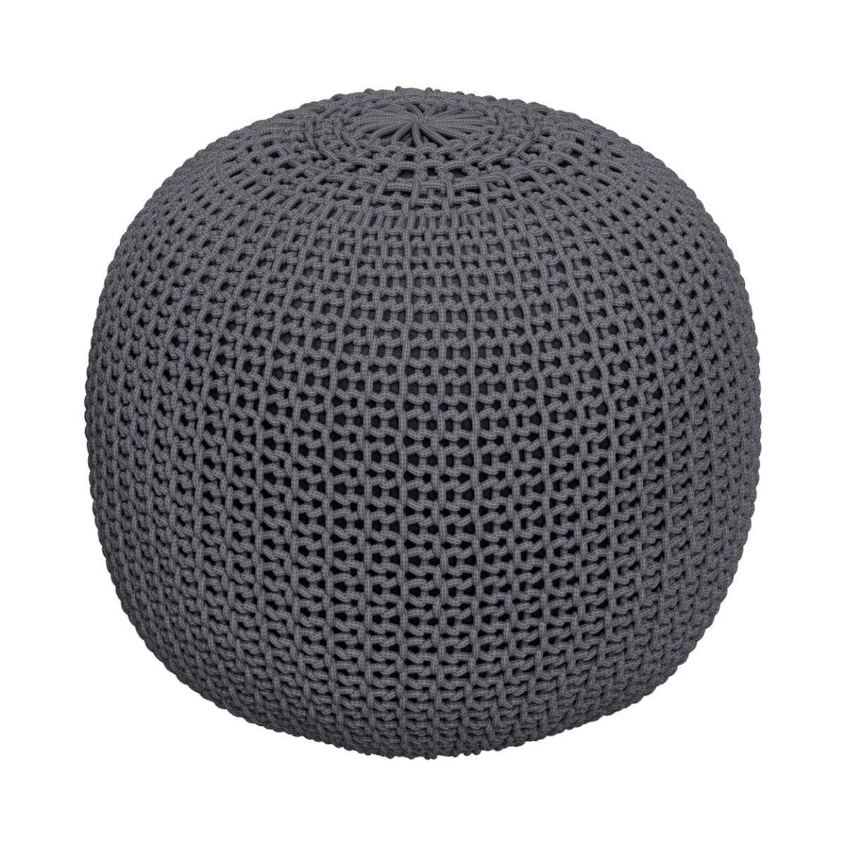 Rendez vous déco Pouf tricot rond en coton jaune moutarde D40 cm - Elisa