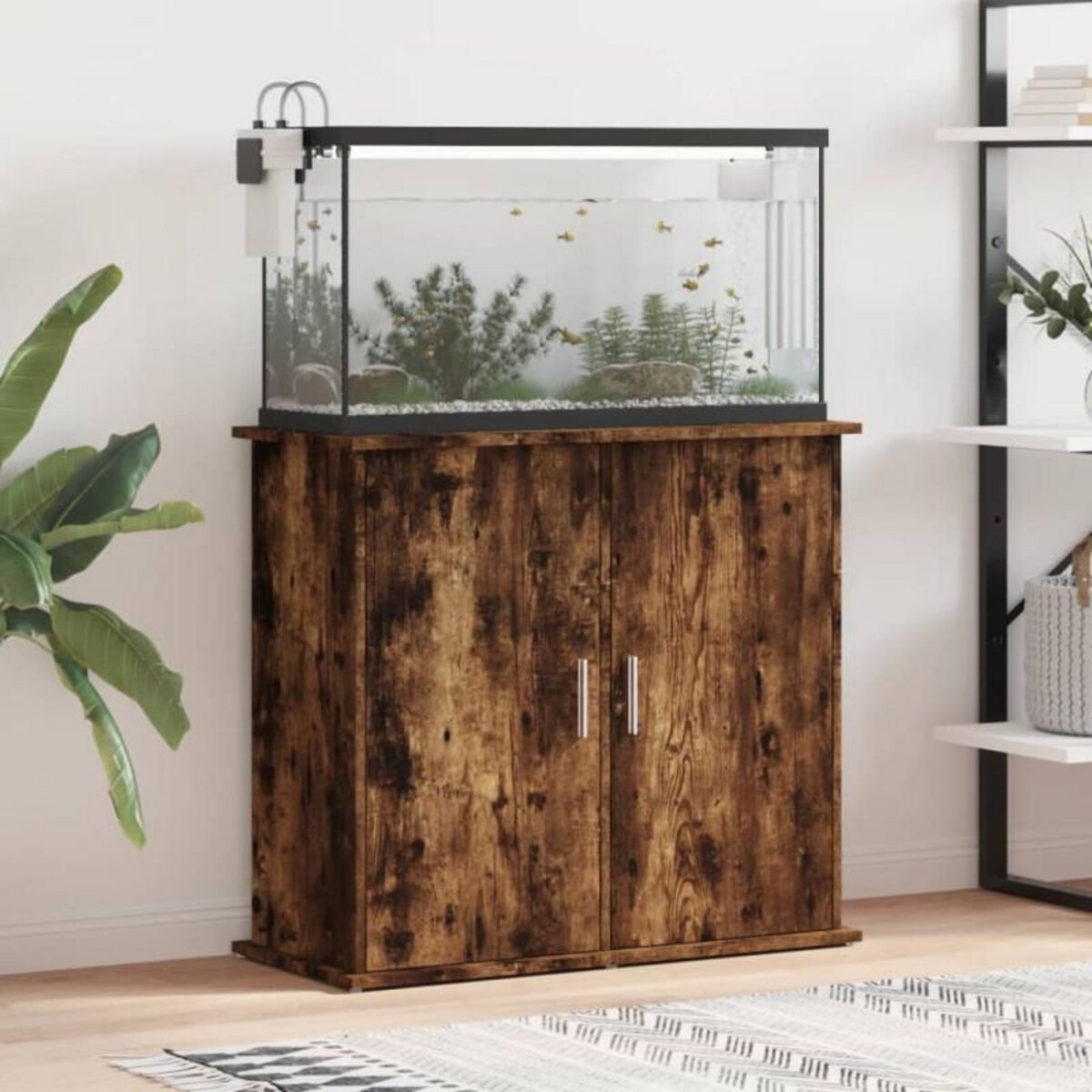 VIDAXL Support pour aquarium chêne fumé 81x36x73 cm bois d ingénierie