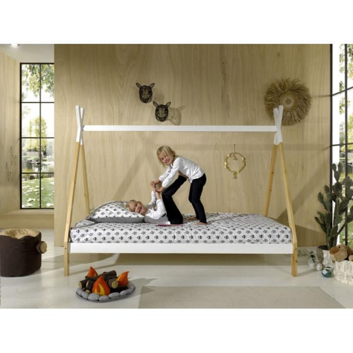 Paris Prix Lit Enfant en Pin Massif  Tipi  90x200cm Blanc