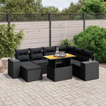 VIDAXL Salon de jardin 8 pcs avec coussins noir resine tressee