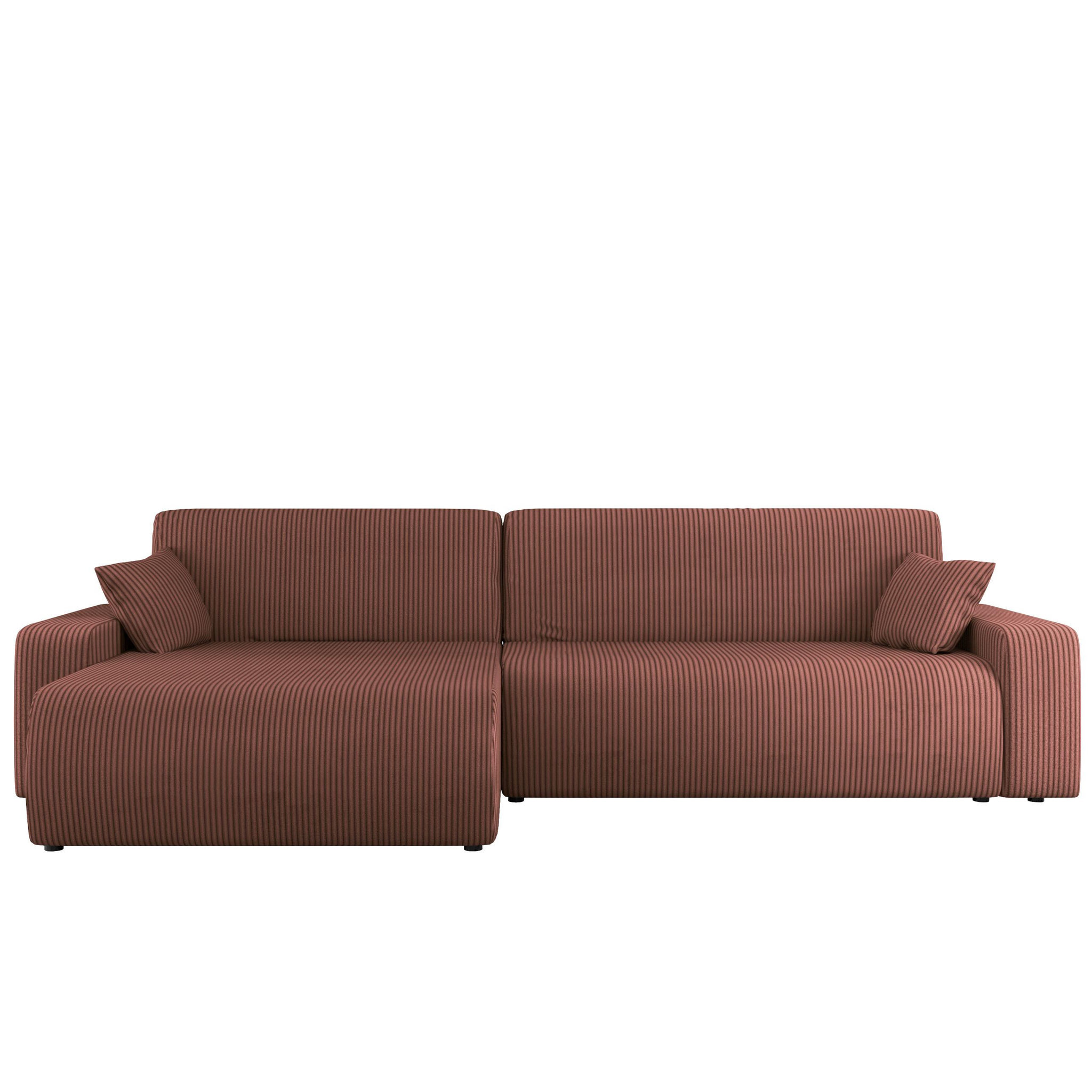 Voir la diapositive 1 : BEST MOBILIER Artemisa - canapé d'angle réversible 5 places convertible avec coffre en velours côtelé
