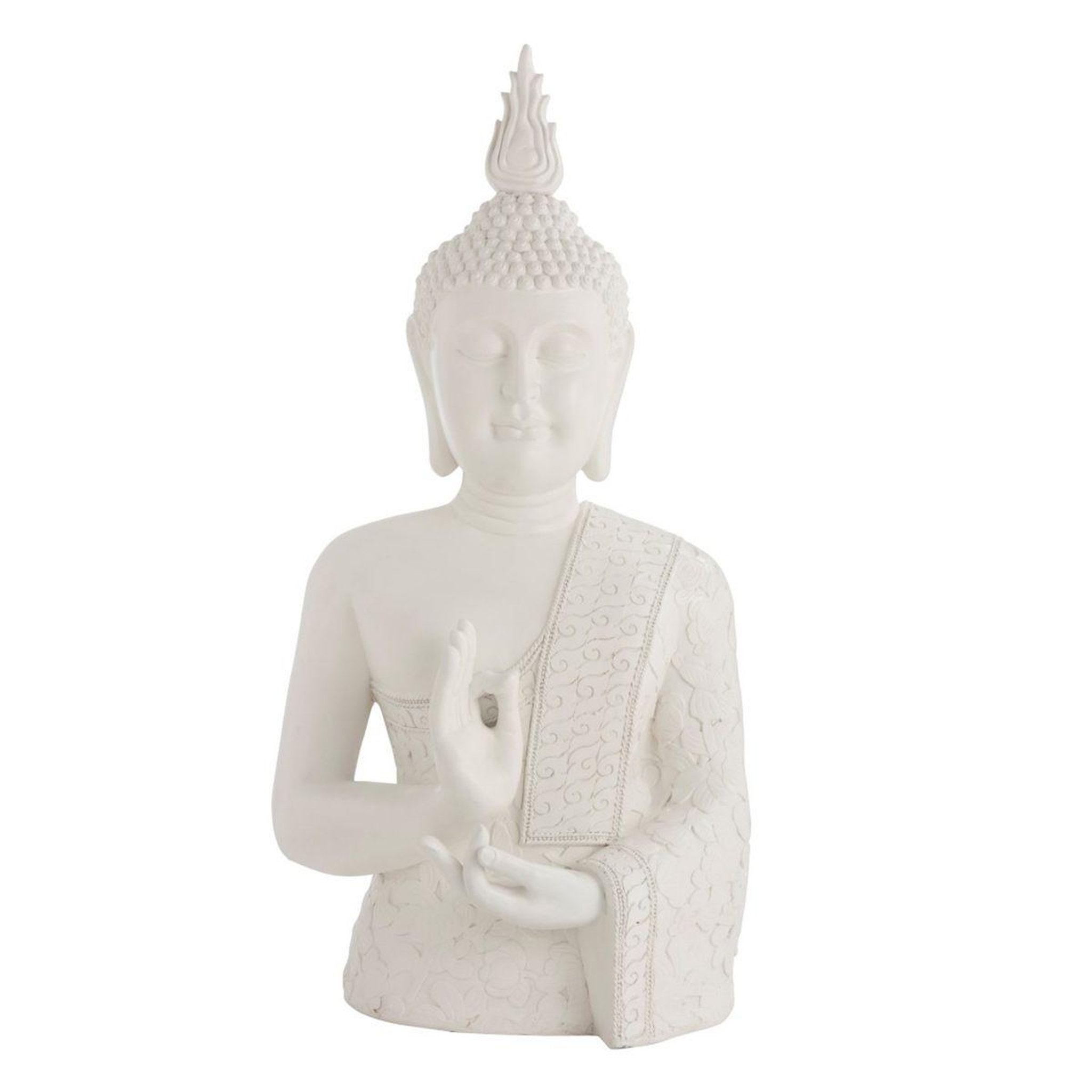 J-LINE Statue déco  bouddha zen  124cm blanc