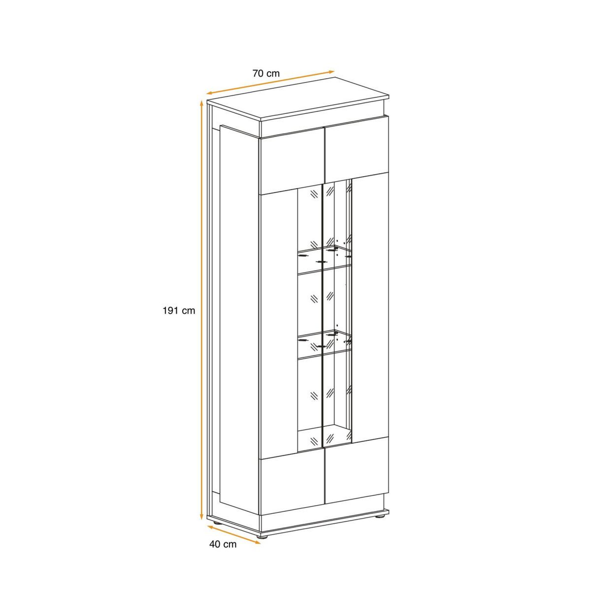 Voir la diapositive 3 : Paris Prix Vitrine à Led 4 Niveaux  Berlin  191cm Gris & Naturel