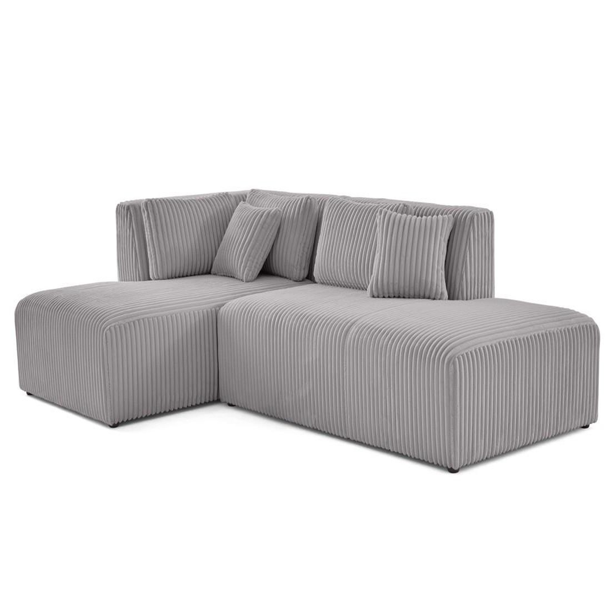 Voir la diapositive 5 : LISA DESIGN Victoire - canapé modulable d'angle gauche 4 places en velours côtelé grosses côtes
