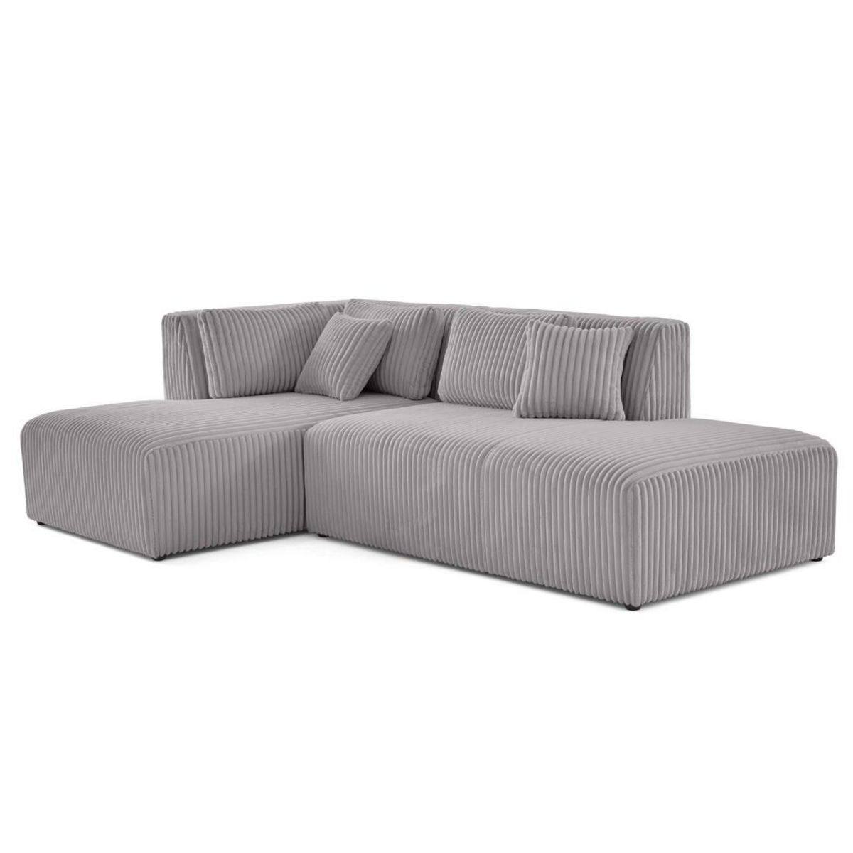 LISA DESIGN Victoire - canapé modulable d'angle gauche 4 places en velours côtelé grosses côtes