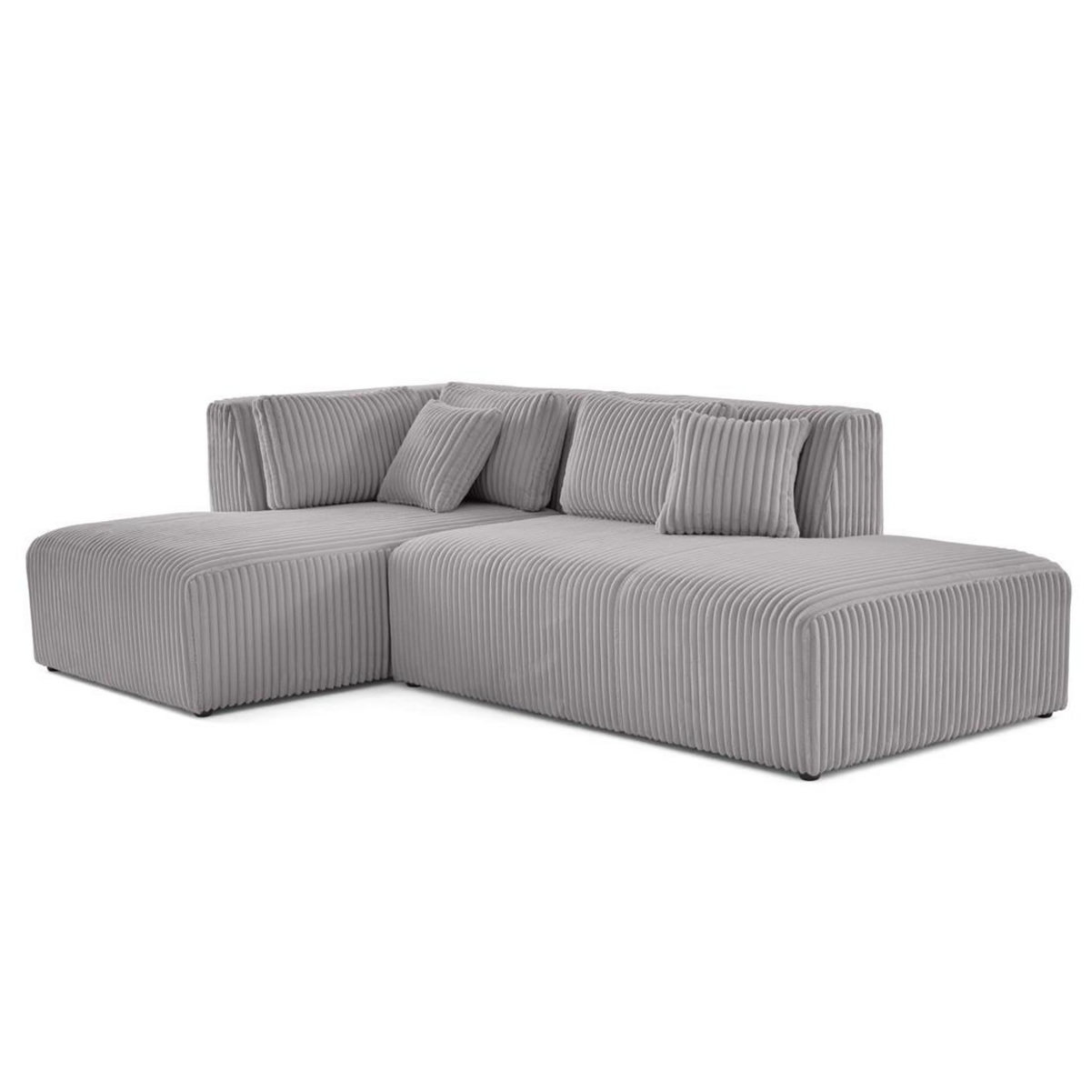 LISA DESIGN Victoire - canapé modulable d'angle gauche 4 places en velours côtelé grosses côtes