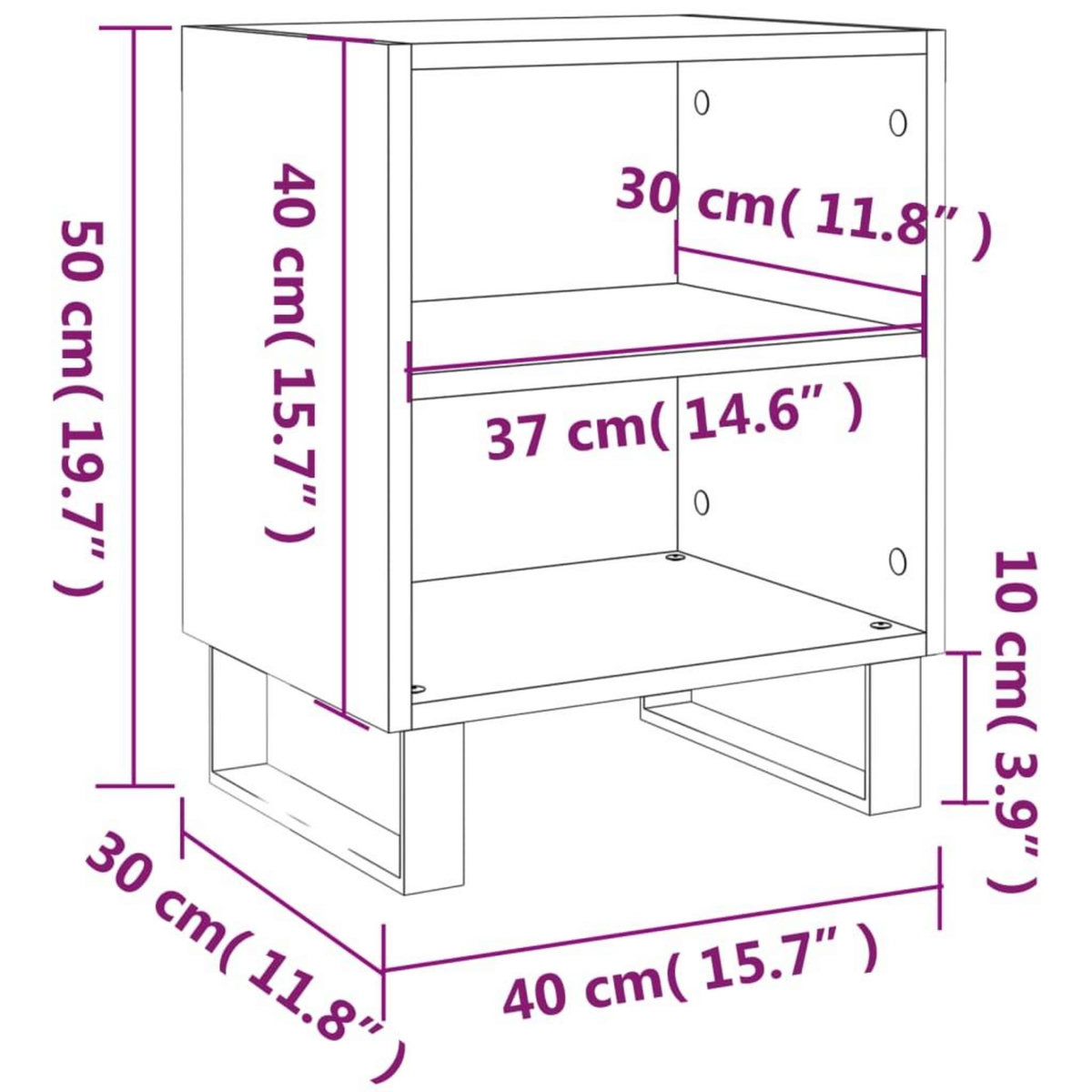 VIDAXL Table de chevet chene marron 40x30x50 cm bois d'ingenierie