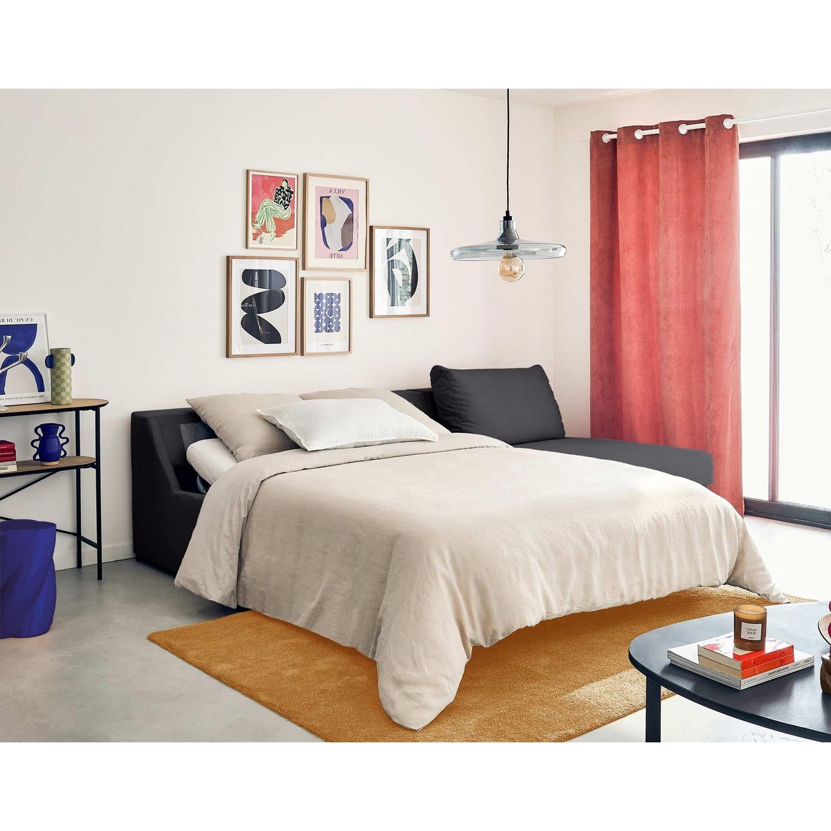 LISA DESIGN Palmira - canapé d'angle droit - 4 places - convertible couchage quotidien - matelas 14 cm - en velours côtelé