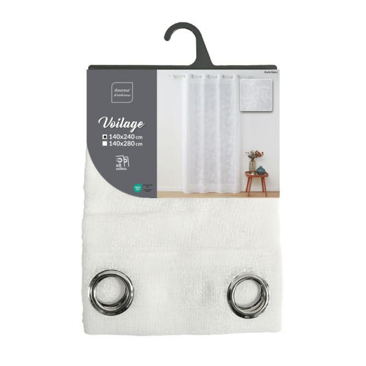 Paris Prix Rideau Voilage à Œillets  Karla  140x240cm Blanc