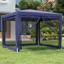 Voir la diapositive 1 : VIDAXL Tente de fete avec 4 parois laterales en maille Bleu 3x3 m PEHD
