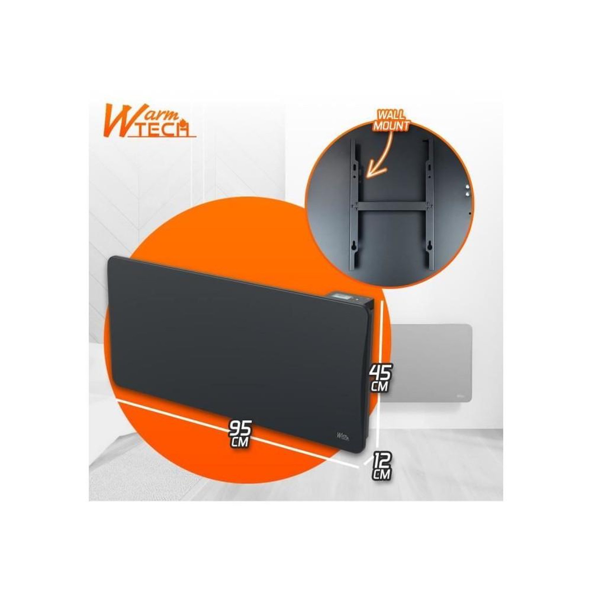Voir la diapositive 4 : Warmtech Radiateur fixe à inertie céramique WTZEUS20-N 2000 W noir, pilotage fil pilote 6 ordres, thermostat LCD, détection fenêtre ouverte, IP24