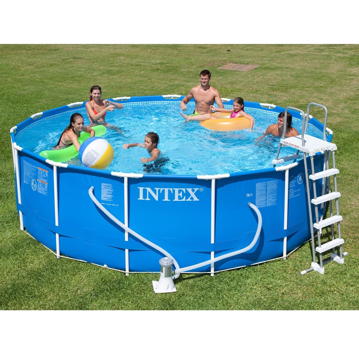 INTEX Piscine tubulaire ronde - 457x122cm - METAL FRAME
