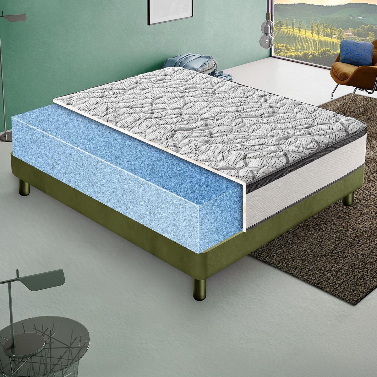 ILOVESLEEP Matelas Mousse DELUXE - Epaisseur 30 Cm - Réversible - Côté Été/hiver
