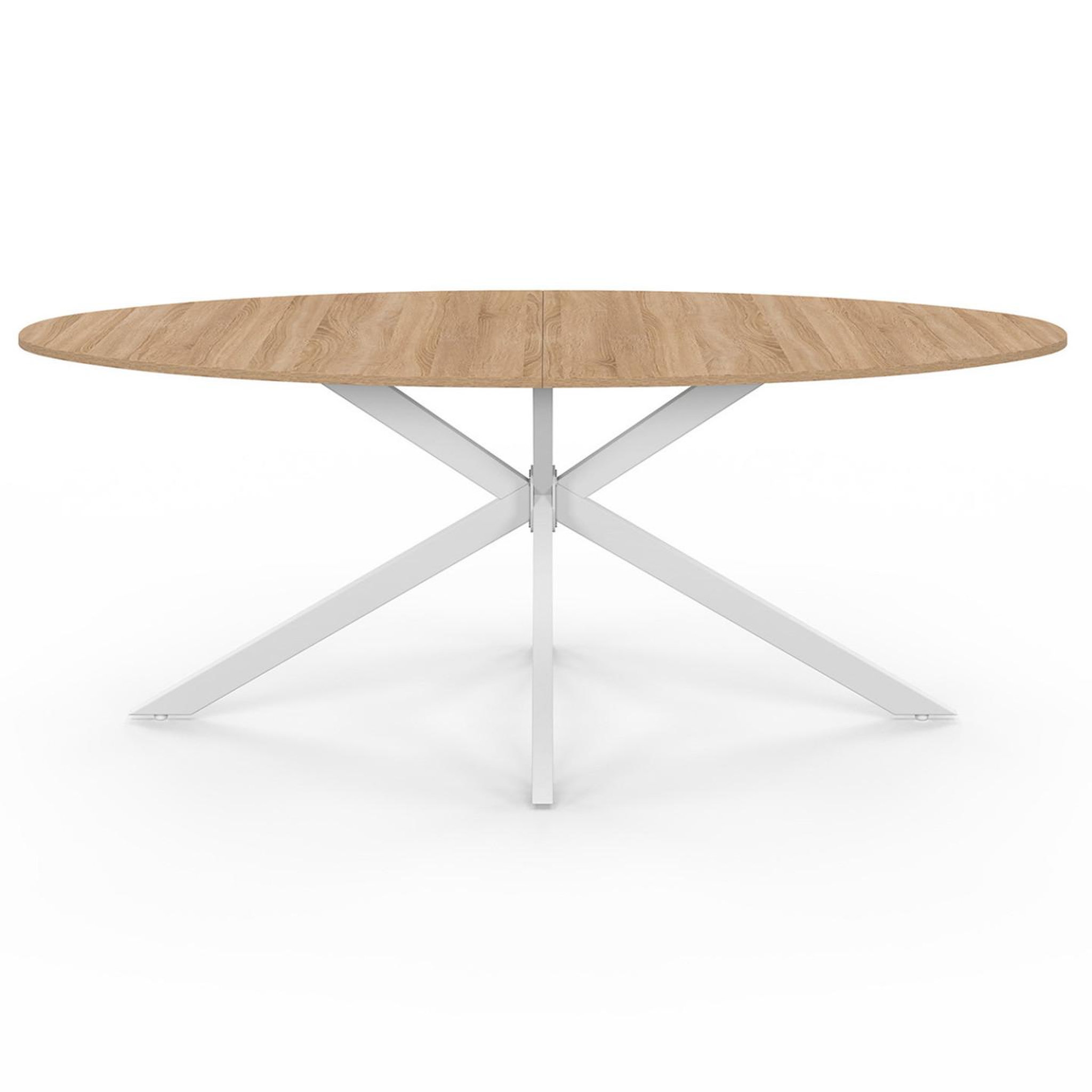 Voir la diapositive 3 : ID MARKET Table à manger ovale alix 10 personnes pied araignée bois et blanc 200 cm