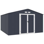 MARKET24 LUNEX Abri de jardin en métal 10,85 m2 - 340 x 319 x 210 - Kit d'ancrage inclus, 2 portes battantes - Gris