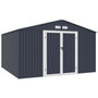 Voir la diapositive 1 : MARKET24 LUNEX Abri de jardin en métal 10,85 m2 - 340 x 319 x 210 - Kit d'ancrage inclus, 2 portes battantes - Gris