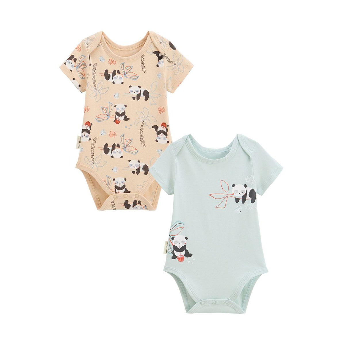 Petit Béguin Lot de 2 bodies bébé manches courtes Bento