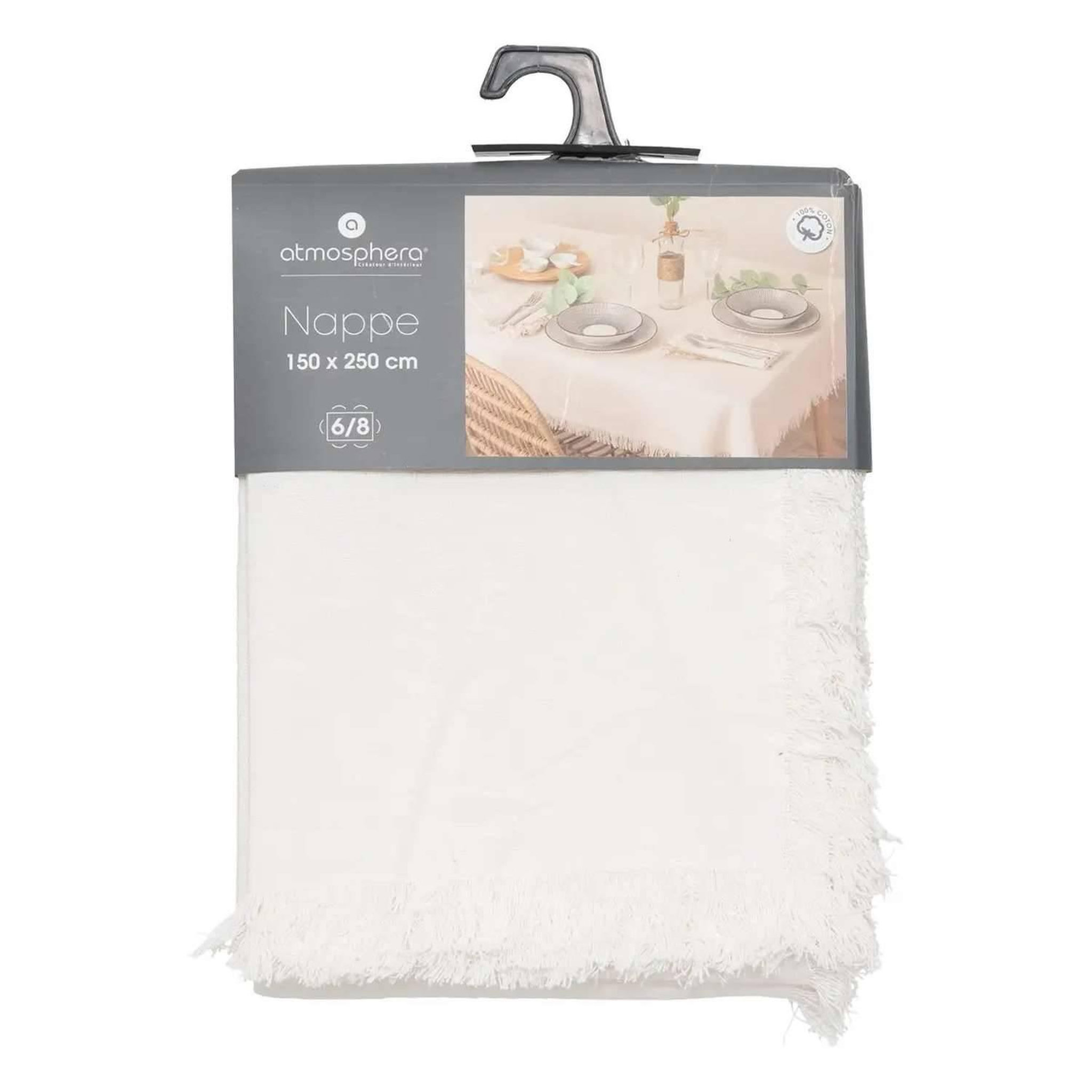 Voir la diapositive 2 : ATMOSPHERA Nappe à franges - 100% coton