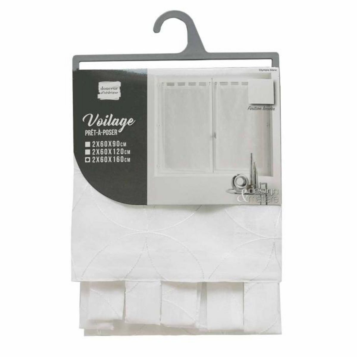Paris Prix Paire de Voilages  Olympia  60x160cm Blanc