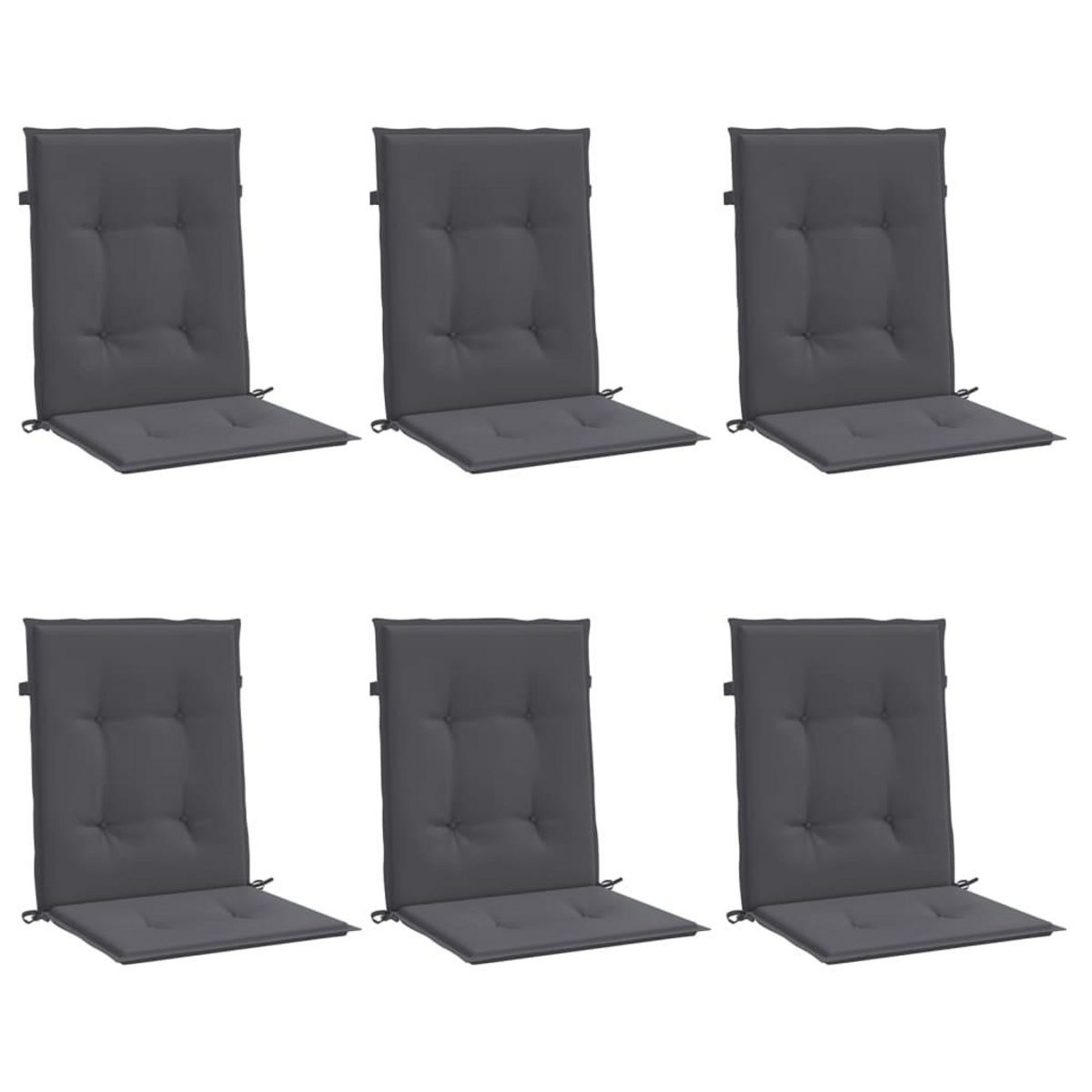 VIDAXL Coussins de chaise de jardin a dossier bas lot de 6 anthracite