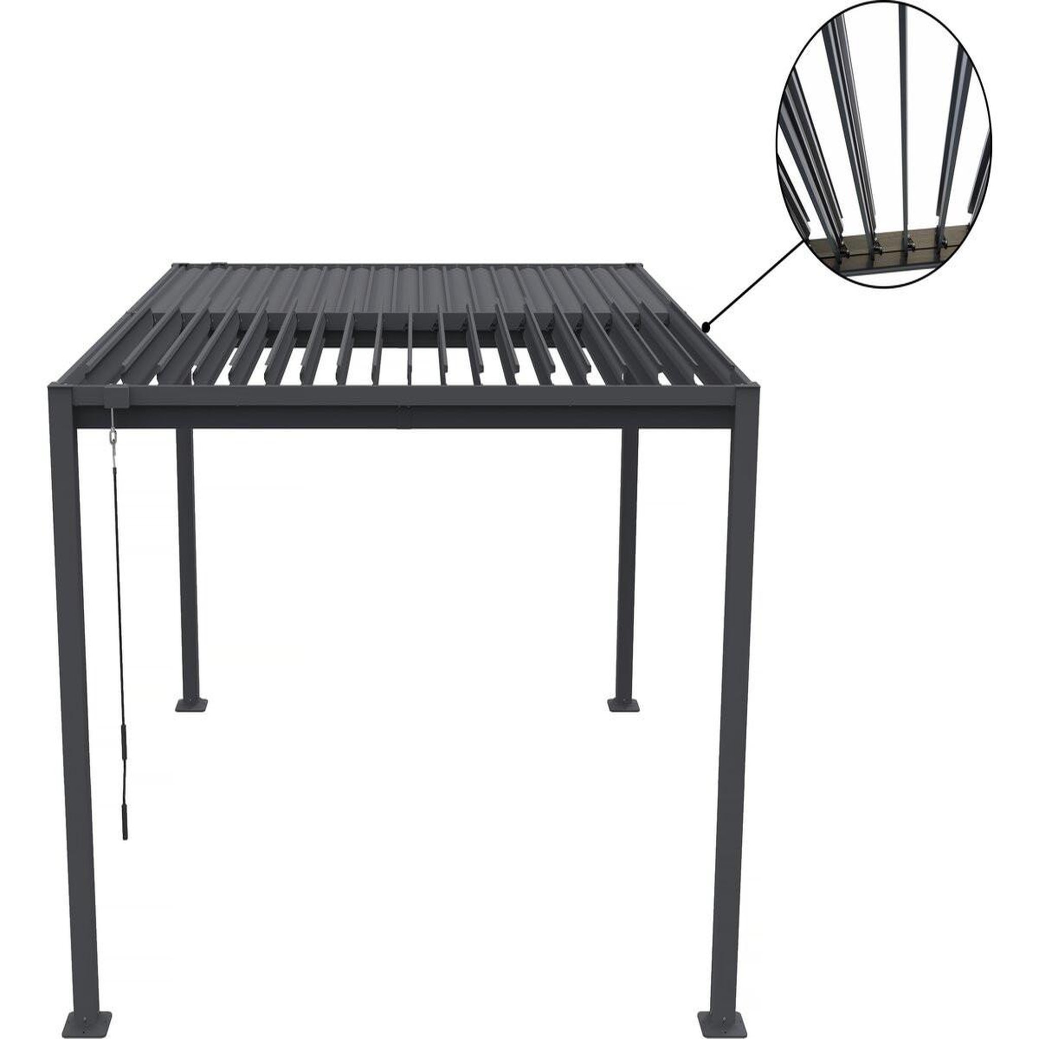 Voir la diapositive 3 : Habitat et Jardin Pergola bioclimatique avec store en acier galvanisé  howard  - 3 x 4 m - gris