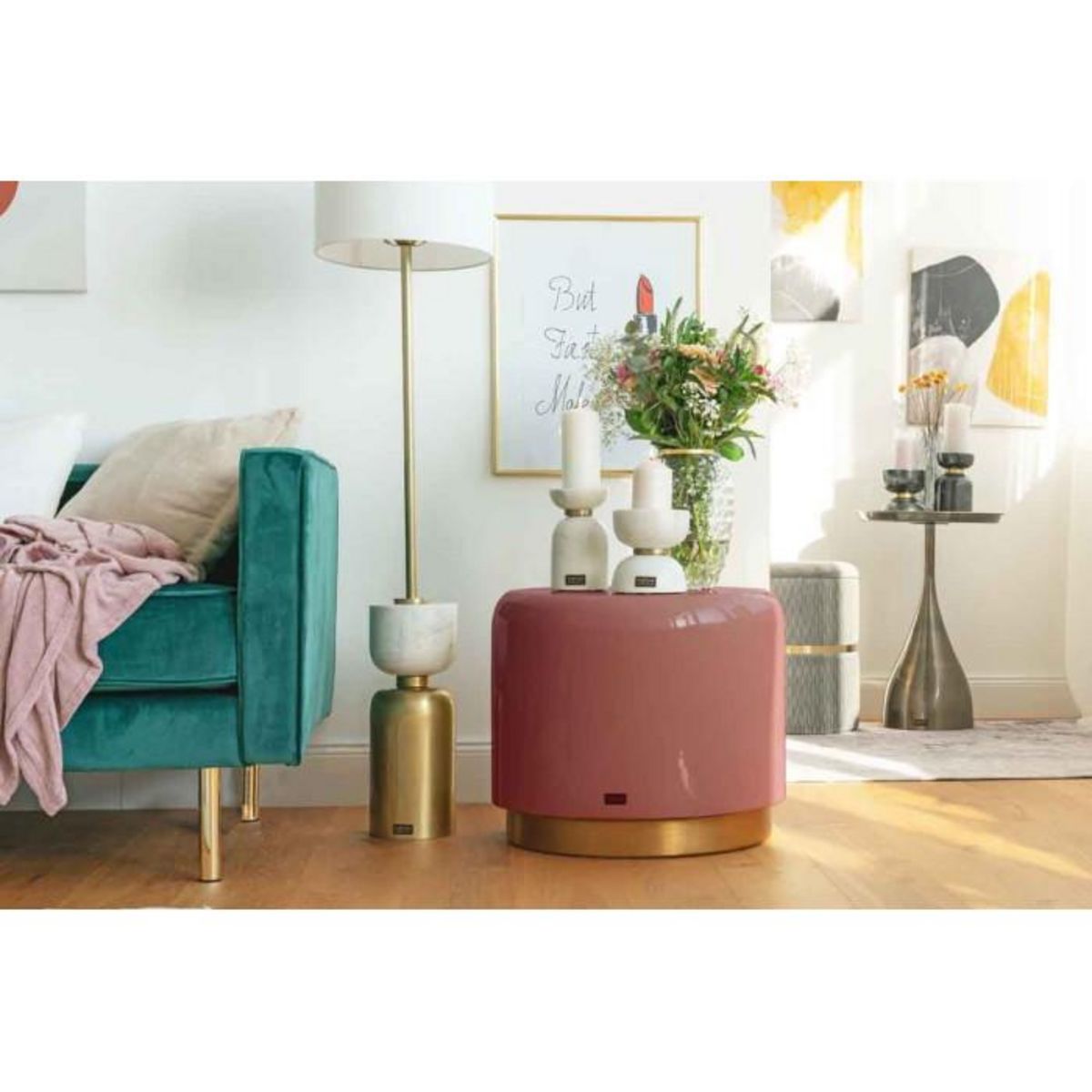 Paris Prix Tabouret Rond Design  Artisse  51cm Rose