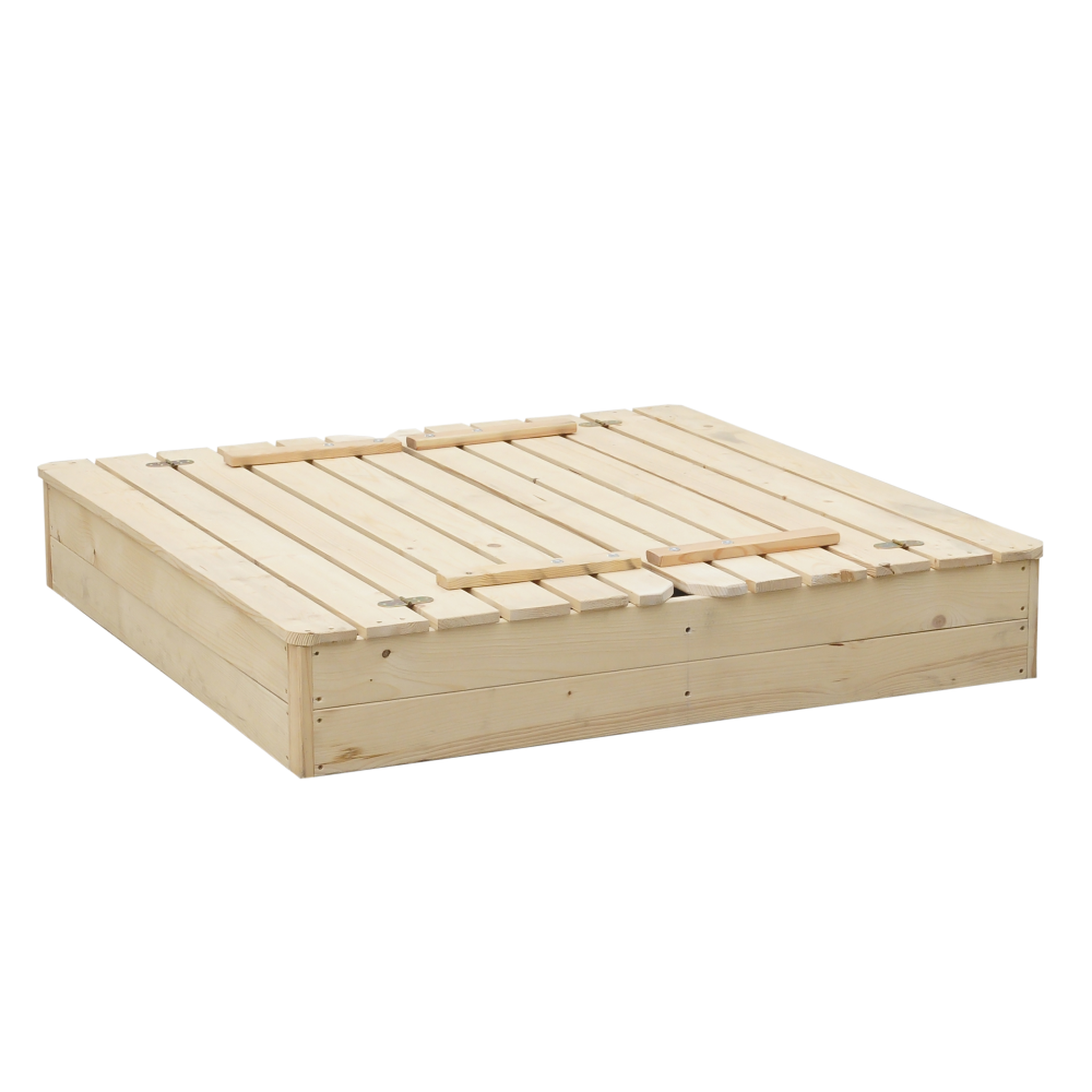 Voir la diapositive 3 : TIMBELA Bac à sable en bois avec couvercle et banc rabattables - 118 x 122 x h20 cm m051-1