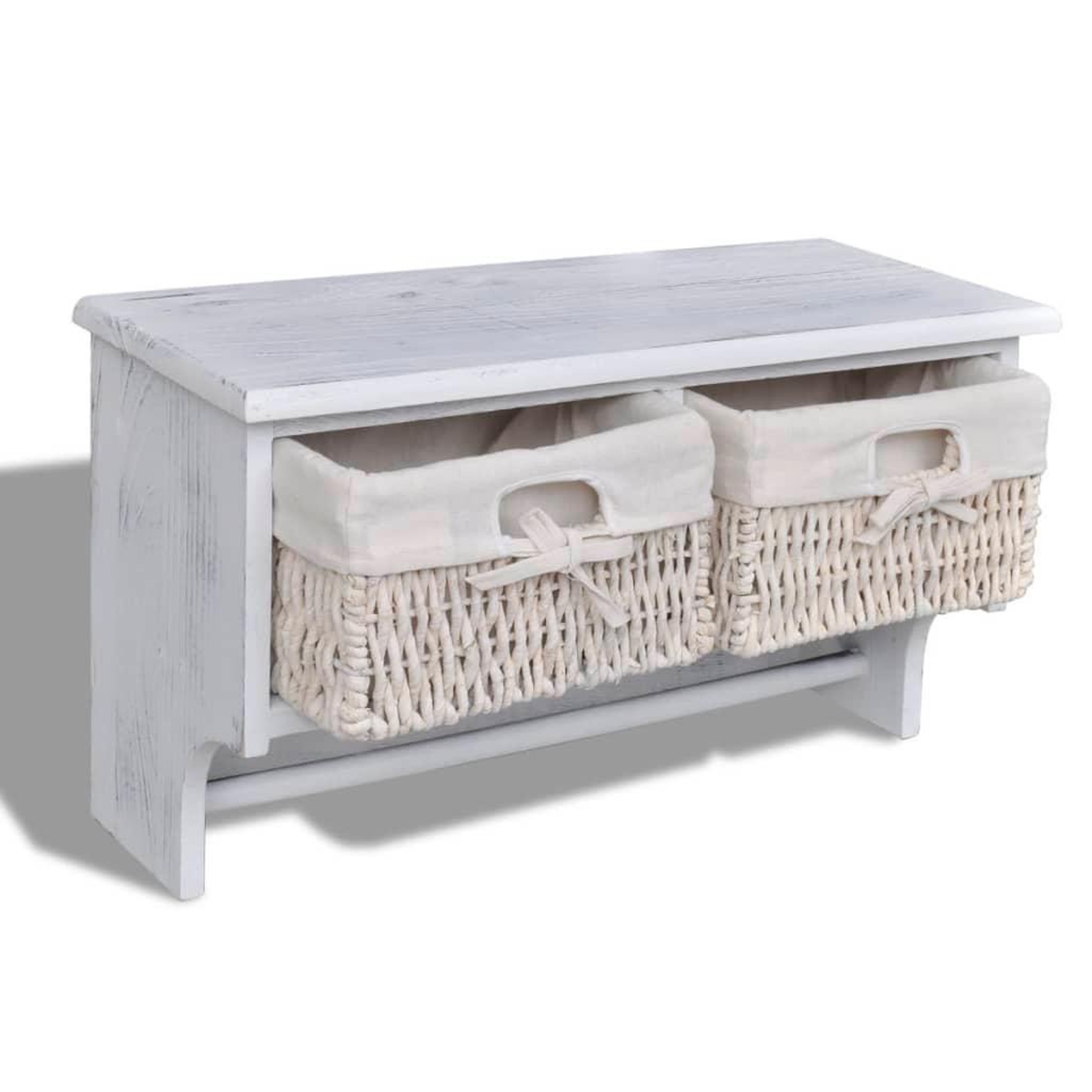 Voir la diapositive 4 : VIDAXL Porte-manteau Blanc 60x23,5x33 cm Bois de Paulownia