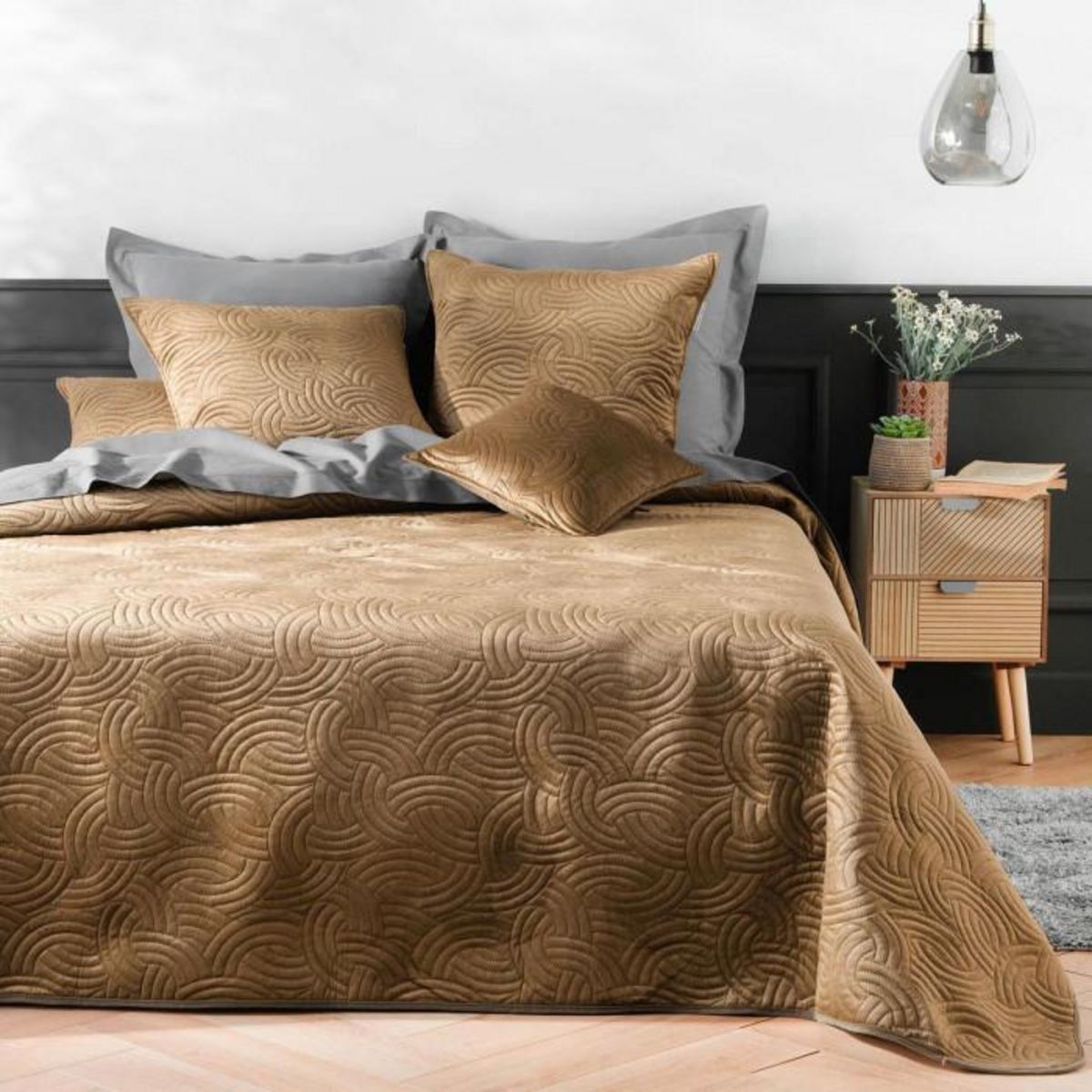 Paris Prix Housse de Coussin Velours Uni  Solange  40x40cm Chamois