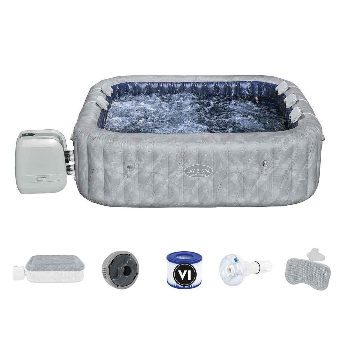 BESTWAY Spa gonflable Lay-Z-Spa San Francisco carré Hydrojet 5/7 places - Bestway