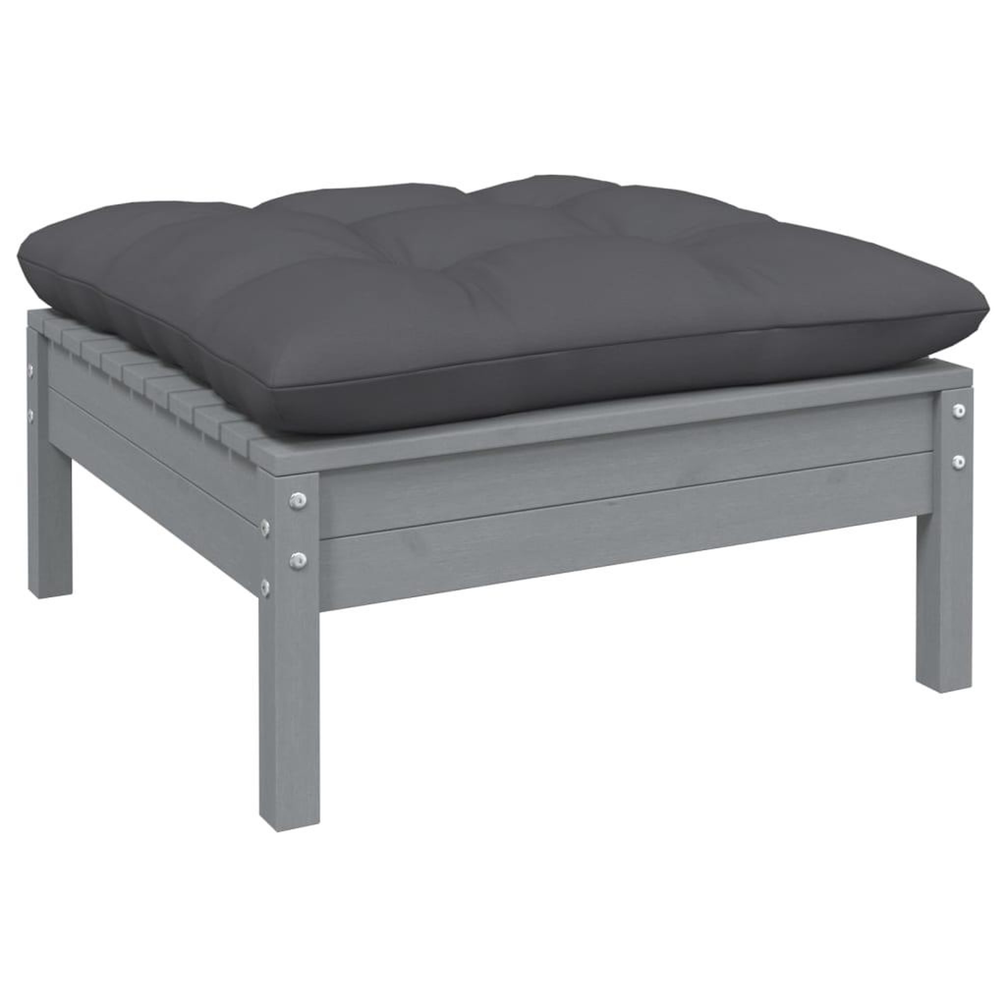 Voir la diapositive 5 : VIDAXL Salon de jardin 11 pcs avec coussins Gris Bois de pin solide