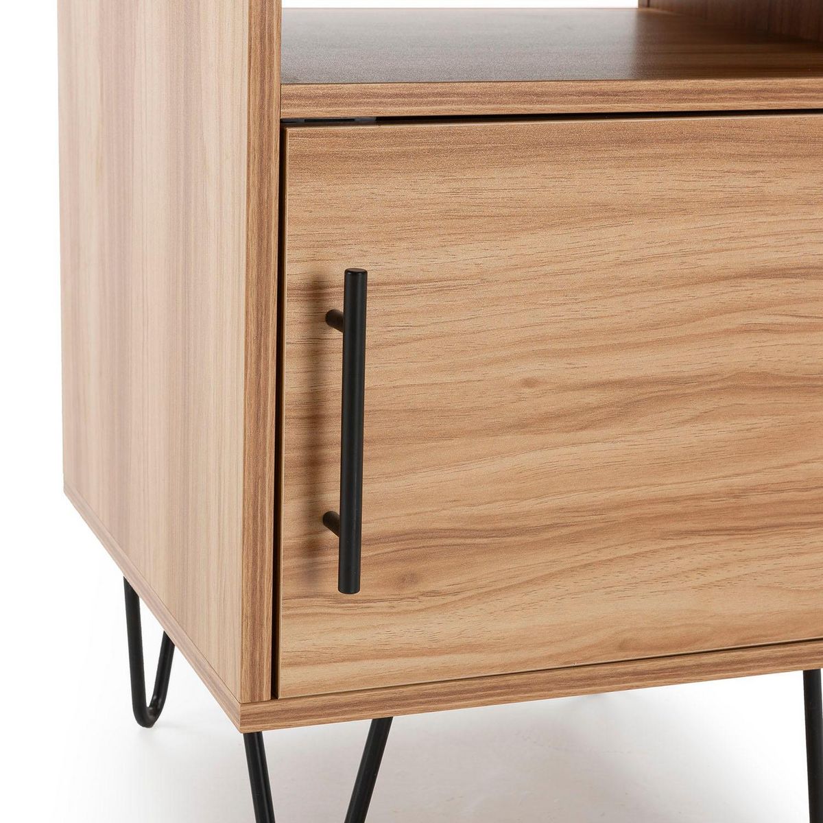 VS VENTA-STOCK Table de chevet Alma 1 porte coloris bois, pieds métal