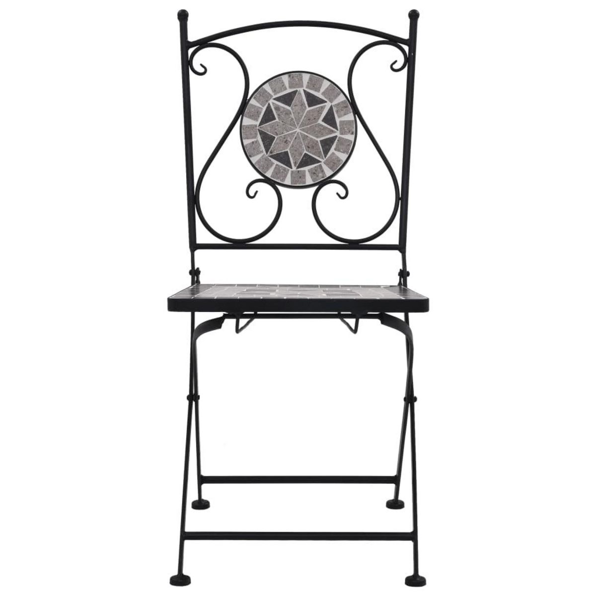 VIDAXL Chaises de bistrot mosaïque lot de 2 Gris