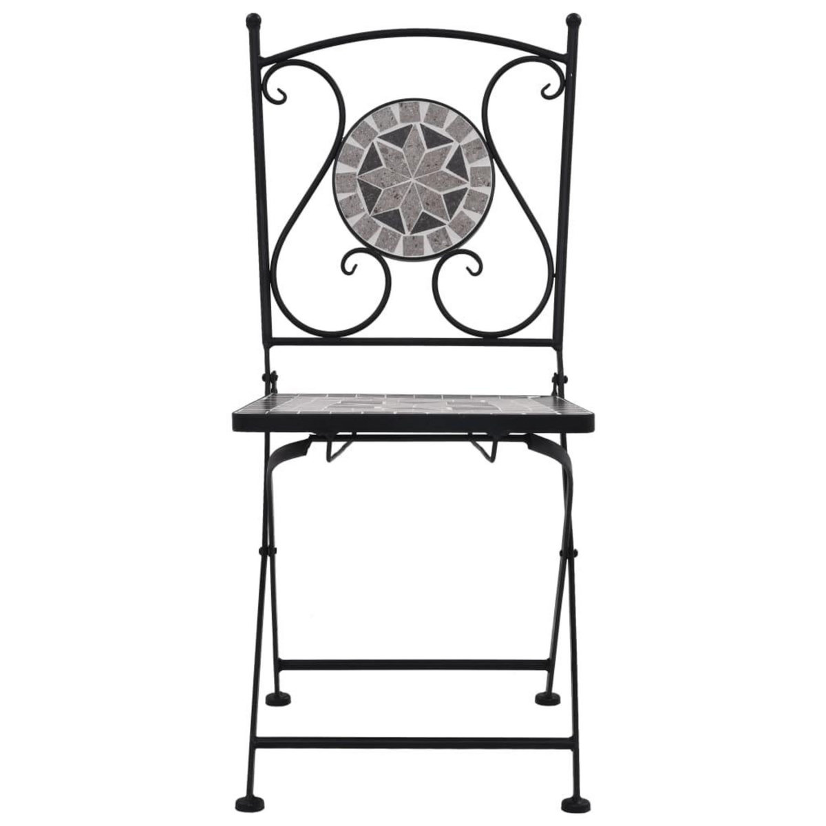 VIDAXL Chaises de bistrot mosaïque lot de 2 Gris