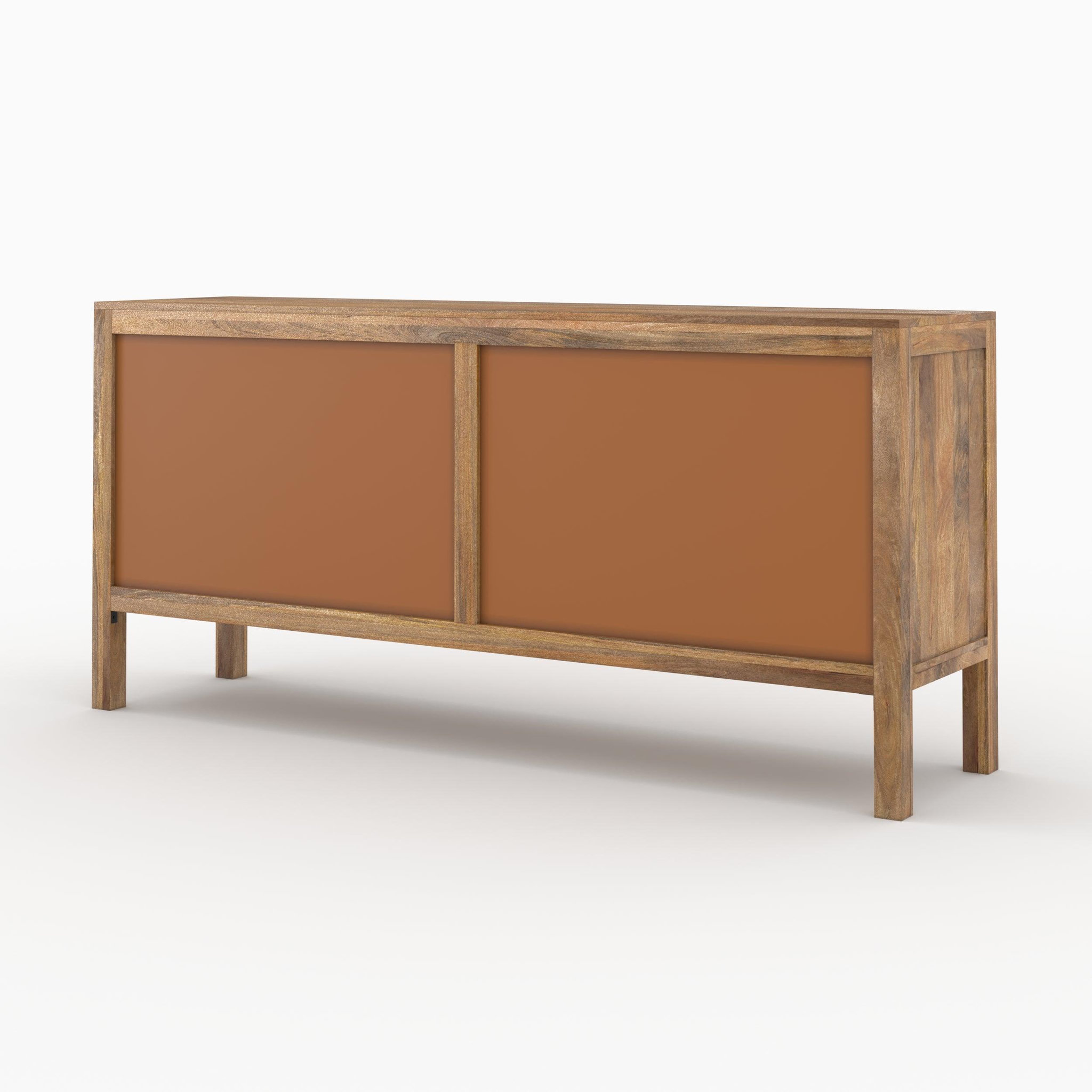 Voir la diapositive 5 : MAISON PAVANE Buffet 3 portes et 3 tiroirs en bois de manguier et cannage-tiki