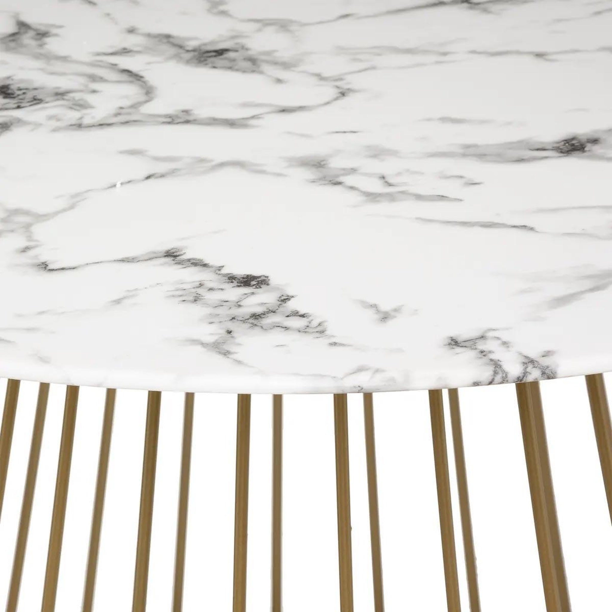 Voir la diapositive 2 : ATMOSPHERA Table à manger effet marbre  rayo  120cm blanc