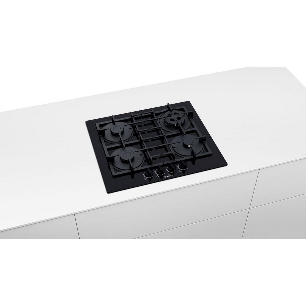 BOSCH Table cuisson gaz 60cm 4 feux noir - pnp6b6b90