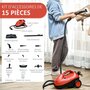 Voir la diapositive 5 : HOMCOM Nettoyeur vapeur multifonction - balai vapeur - balai nettoyeur vapeur - 2000W, réservoir 2L, pression 4 bars - 16 accessoires - noir rouge