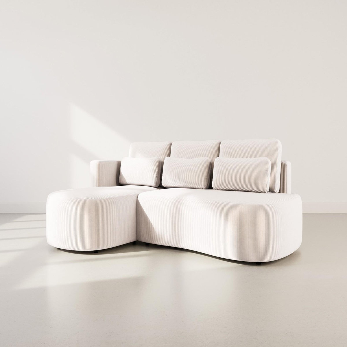 LISA DESIGN Mahina - canapé d'angle gauche 4 places convertible avec coffre en velours côtelé