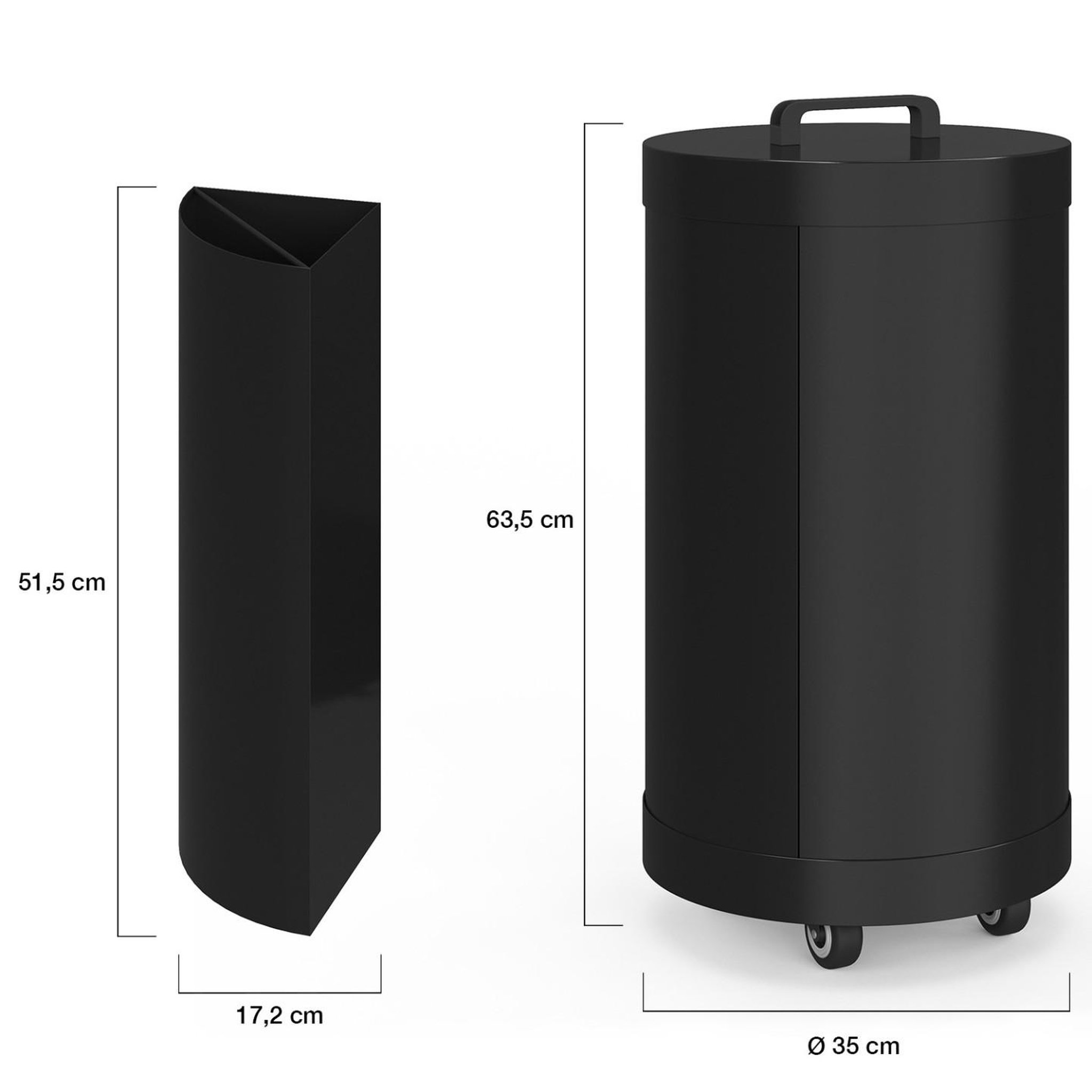 Voir la diapositive 5 : ID MARKET Réservoir à granulés rond 30 kg noir 4 compartiments détachables avec bec verseur rangement à pellets 35 x 35 x 63,5 cm