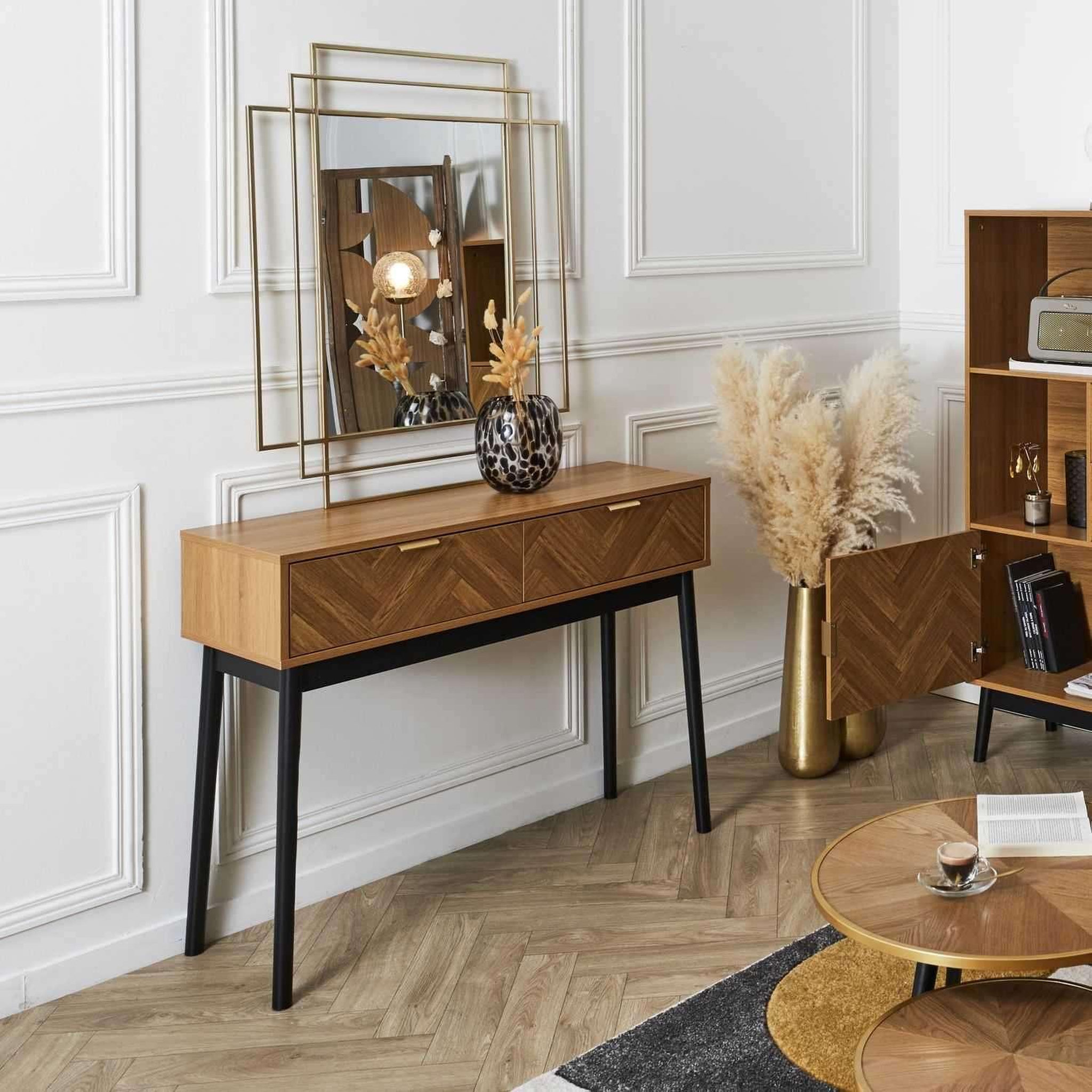 Voir la diapositive 2 : The Home Deco Factory Console en bois felix - marron et noir