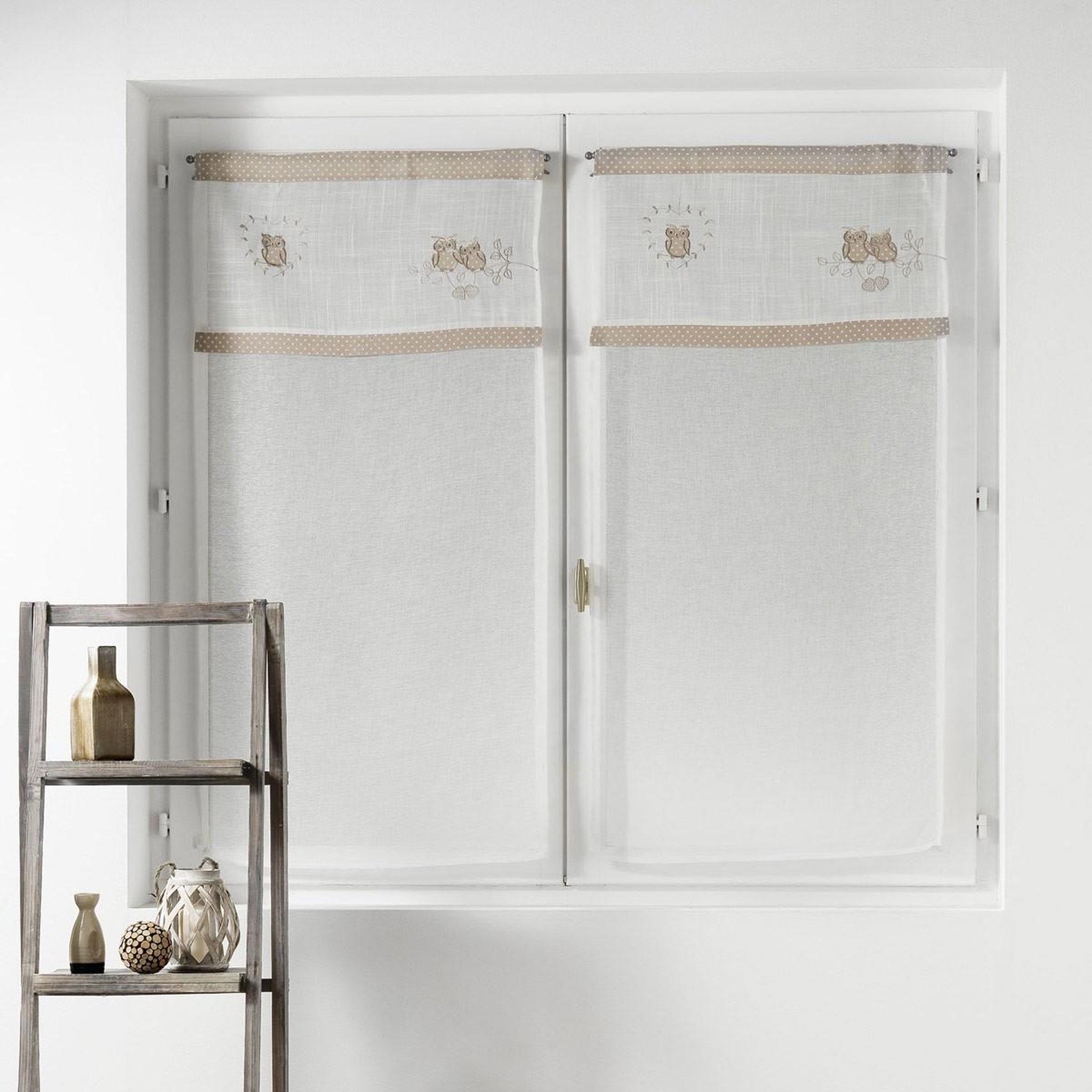 Douceur d'Intérieur Paire de voilages brodés  betty  60x90cm naturel